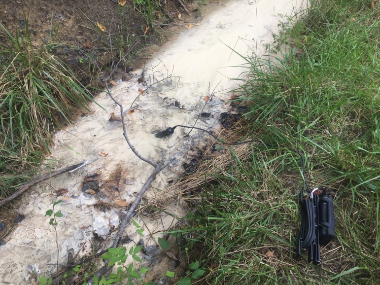 David Butler discovered this apparently new contamination in late July of this year. He said the contamination was similar to Buck Creek, into which this ditch drains.
