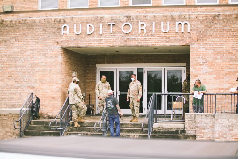 National Guard troops assisted with the mass vaccination clinic at Buras Auditorium, March 15, 2021.