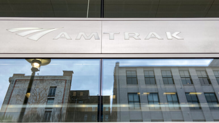 An Amtrak train stops at this station in Birmingham, Alabama.