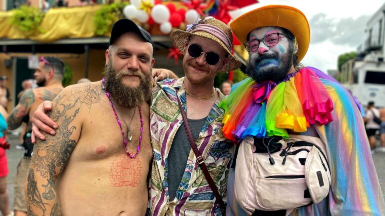 Shea Creel (left), Jae Hinton (center), and Darryn Johnson (right) stop for a photo in New Orleans’ French Quarter, Sept. 4, 2022.