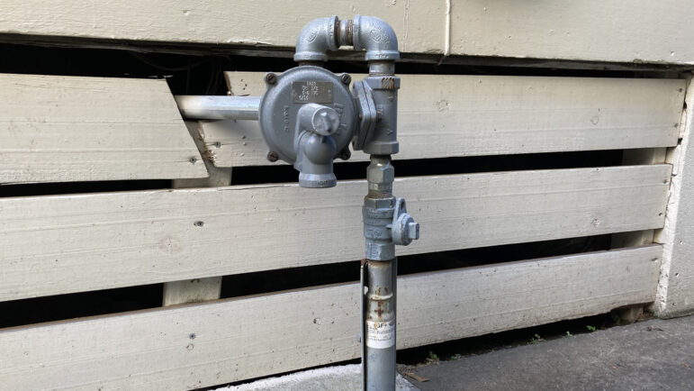 Entergy replaced the gas meter outside of Melissa Vegas’ quadplex apartment after workers could not read the meter due to a locked gate.