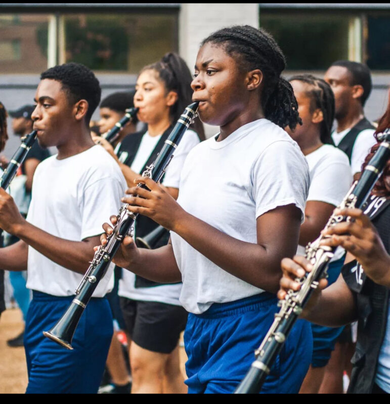Courtney Brammer practices with The Sonic Boom of the South. Brammer leads the Jackson State band’s clarinet section.