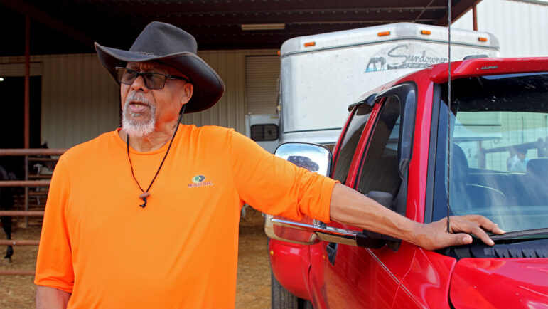 Willie Johnson stands outside the paddocks at the Pontotoc County Agri-Center in Pontotoc, Mississippi, on June 19, 2024.