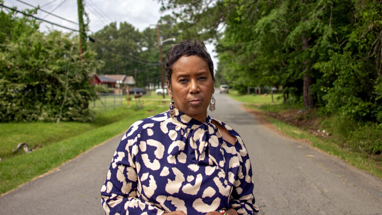 City Councilwoman Tabatha Taylor stands near the intersection of Pearl Street and Jones Mabry Road in Shreveport, Louisiana, on April 17, 2024.