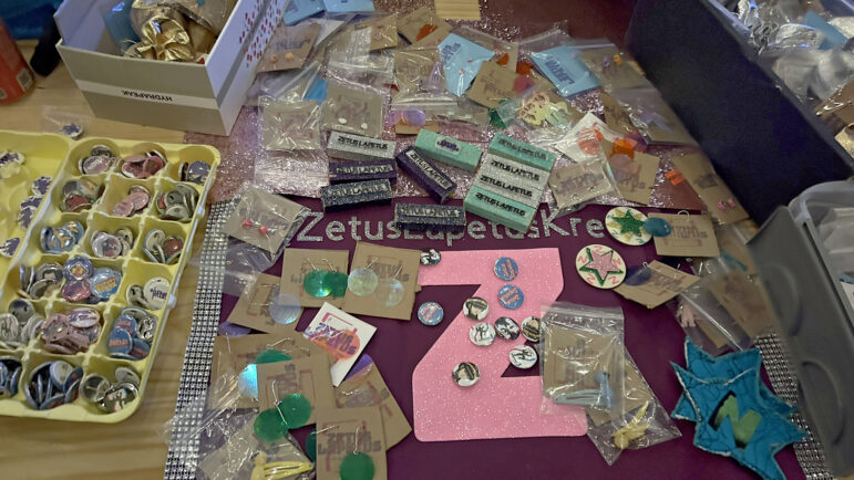 Throws from Zetus Lapetus Krewe, a sub-krewe inspired by the Zenon: Girl of the 21st Century Disney Channel original movie series at the Chewbacchus throw swap in New Orleans on Friday, January 24, 2025.