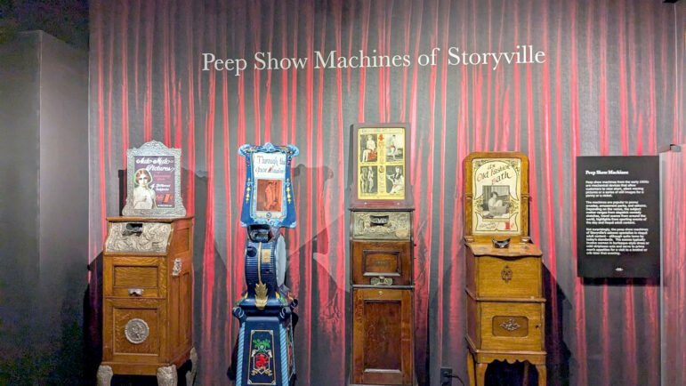 Peep show machines from New Orleans former red light district are on display at the New Orleans Storyville Museum, on January 20, 2025.