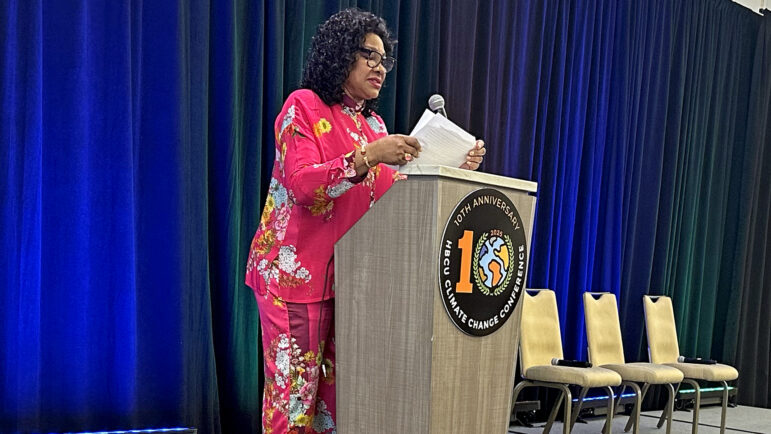 Dr. Beverly Wright welcomes attendees of the 10th HBCU Climate Change on Saturday, March 8, 2025 in New Orleans.