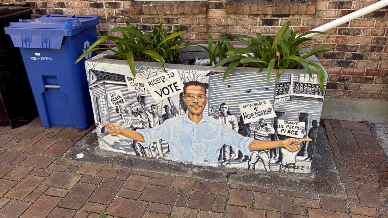 A planter box sits outside of the Greater Treme Consortium’s office on Thursday, March 6, 2025 in New Orleans.