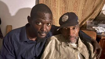 Walter Smith (left) and David Austin (right) sit in their living room on the south side of Birmingham, Alabama on Saturday, April 5, 2025.