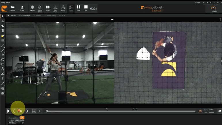 Marucci's baseball performance lab technology evaluates a batter's swing.