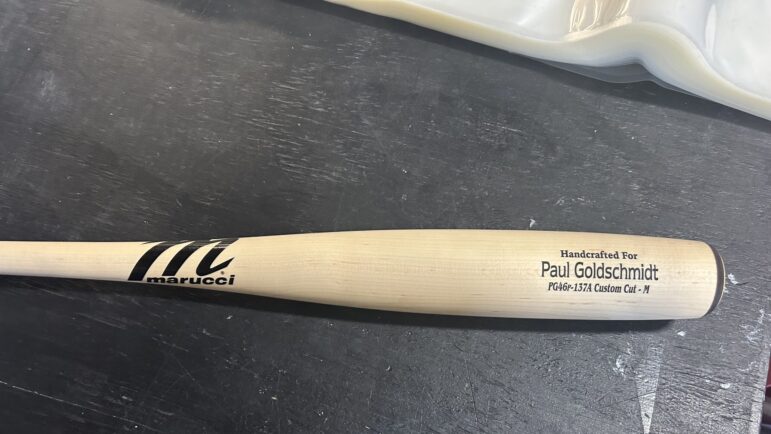A handcrafted torpedo bat for New York Yankees first baseman, Paul Goldscmidt.