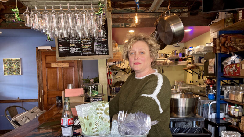 Hillary Hanning stands behind the bar of The Little House, the Algiers Point neighborhood restaurant she owns and operates in New Orleans, on January 20, 2025.