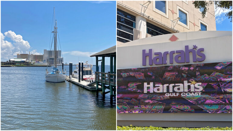 Casinos line the waterfront in Biloxi, Mississippi, on August 14, 2025.