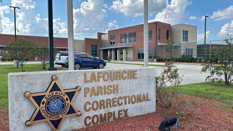 The entrance to the Lafourche Parish Correctional Complex on Aug. 25, 2025. Lafourche Parish Sheriff Craig Webre says it was built to withstand a Category 4 hurricane.