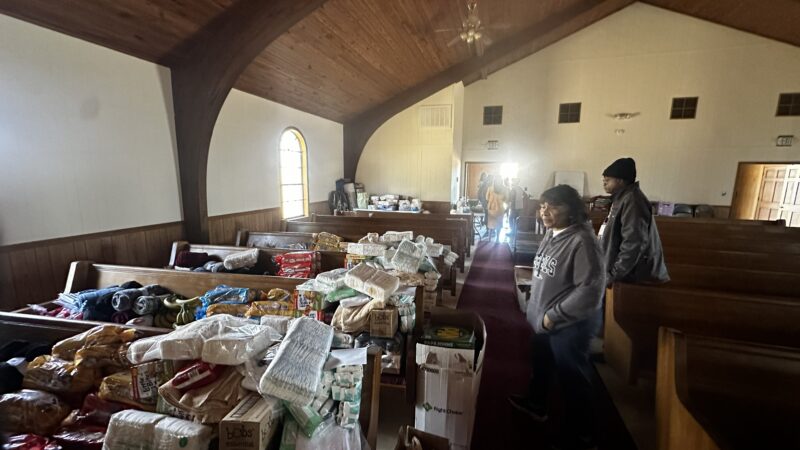 Volunteers at the Tallahatchie-Oxford Missionary Baptist Association in Lafayette County look over donations from Second Responders during the first weekend in February. Churches, charities and community organizations have all come together in northern Mississippi to meet critical needs in the area.